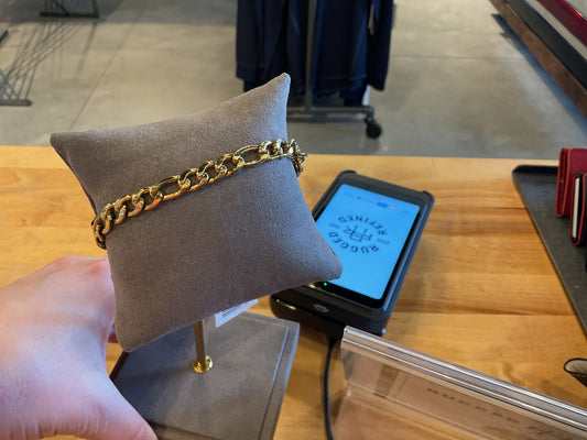 Men’s Gold Stainless Steel Figaro Link Chain Bracelet