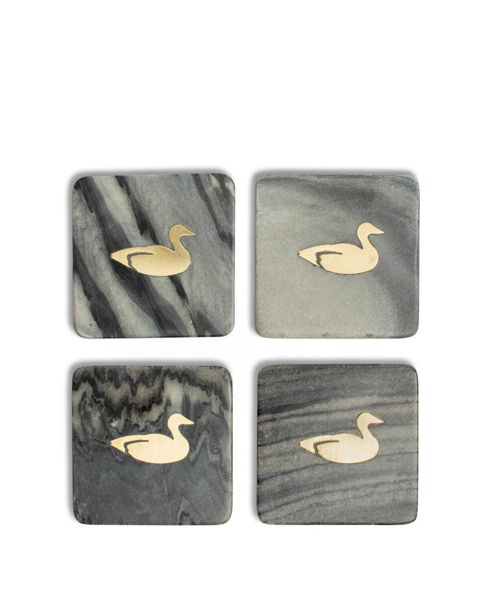 Rugged Marble Coaster Set