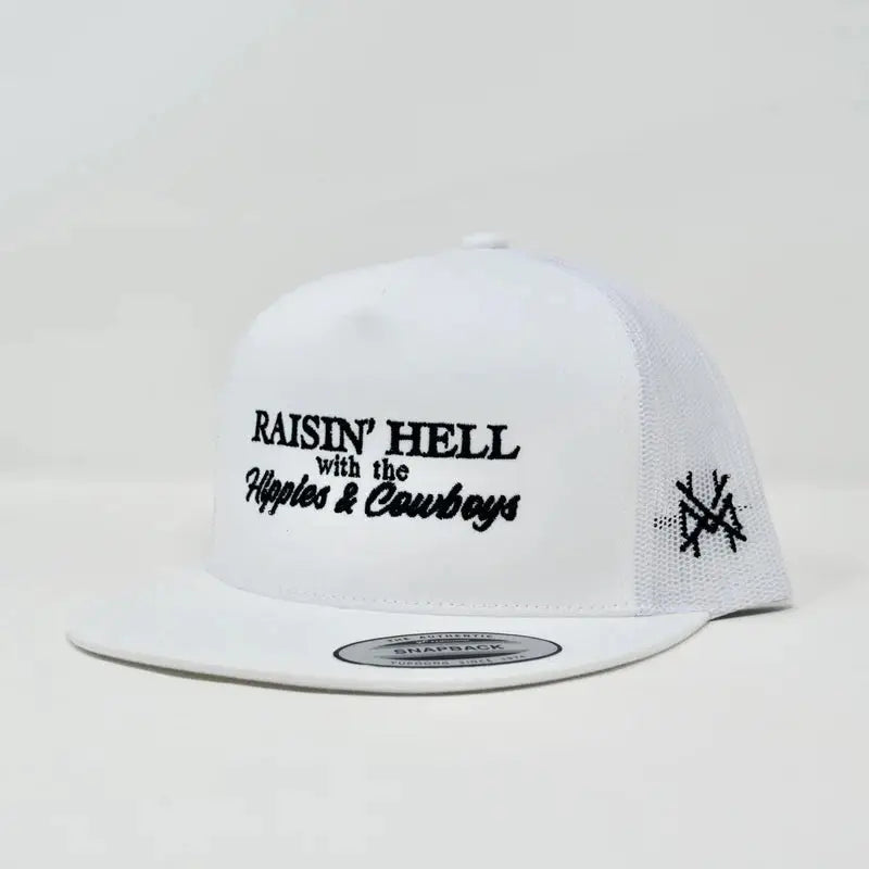 Raising Hell with the Hippies and Cowboys Trucker Hat