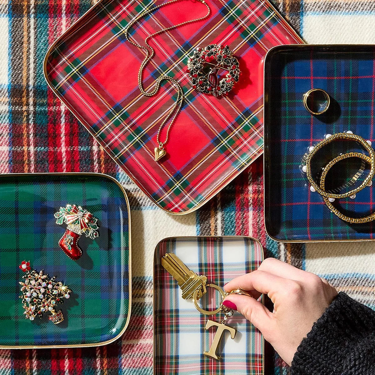 Decorative Tartan Metal Trays