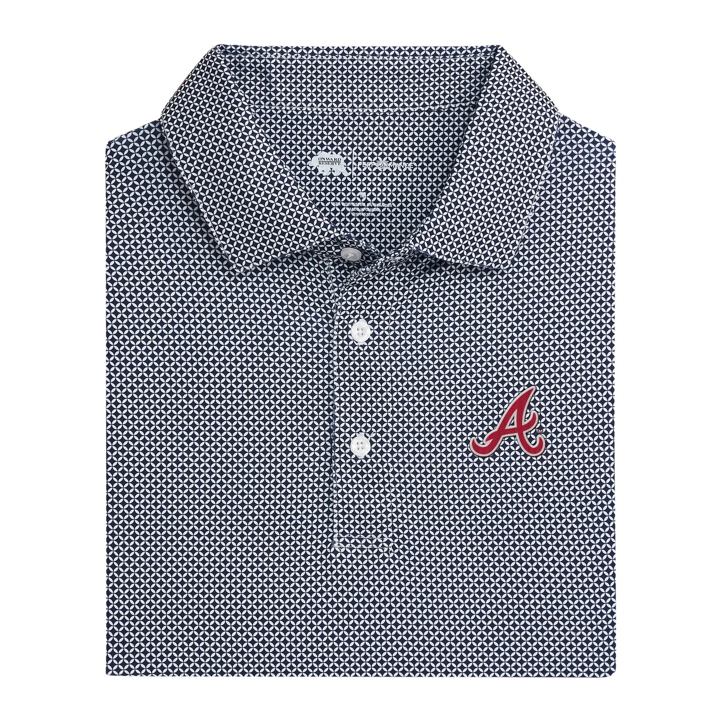 Braves Script A Outline Scope Printed Performance Polo - Naval Academy