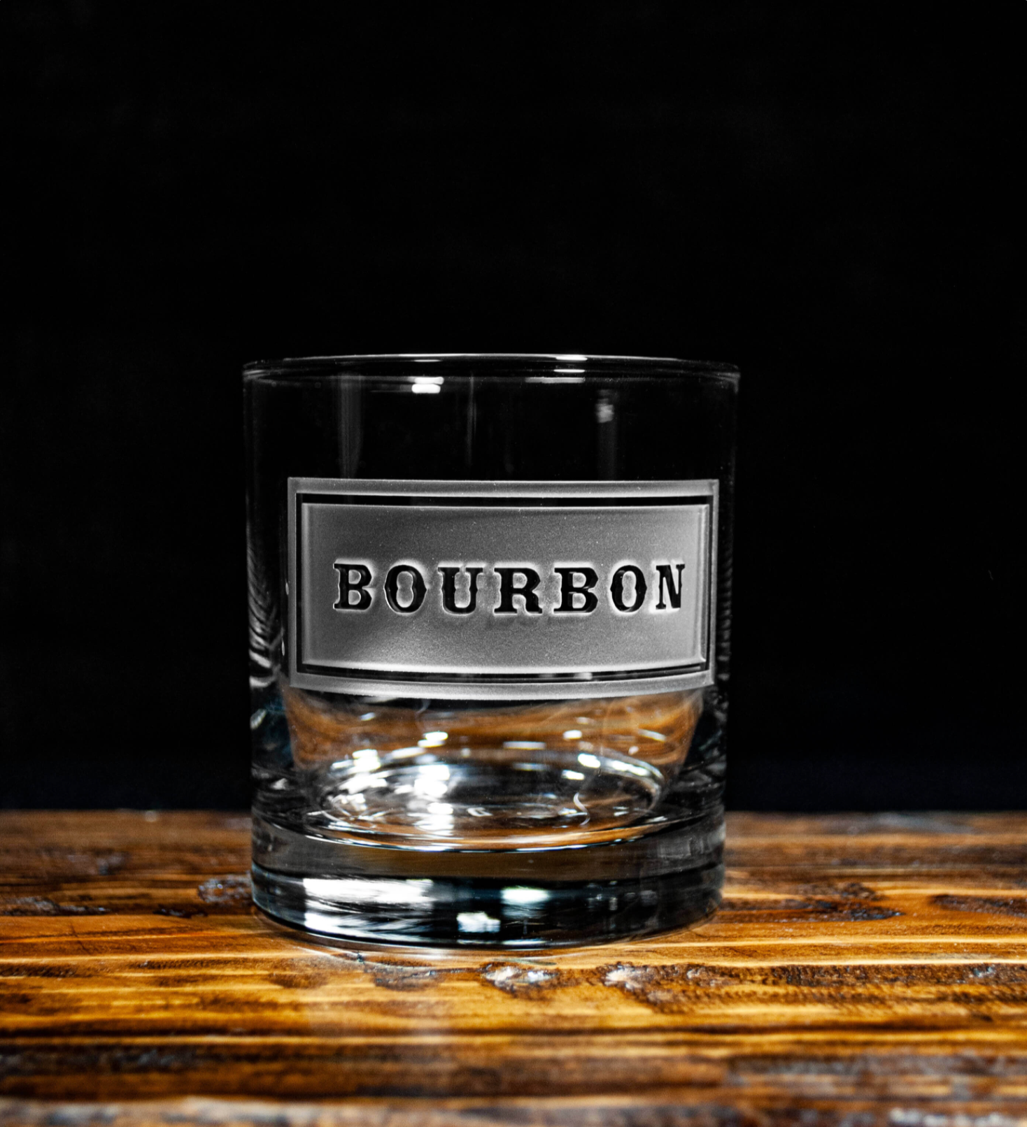 Bourbon Emblem Round Rocks Glass