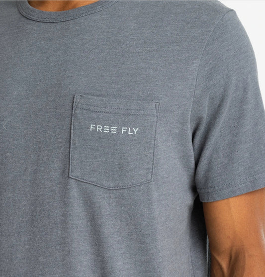 Comfort on Pocket Tee - Heather Storm Cloud