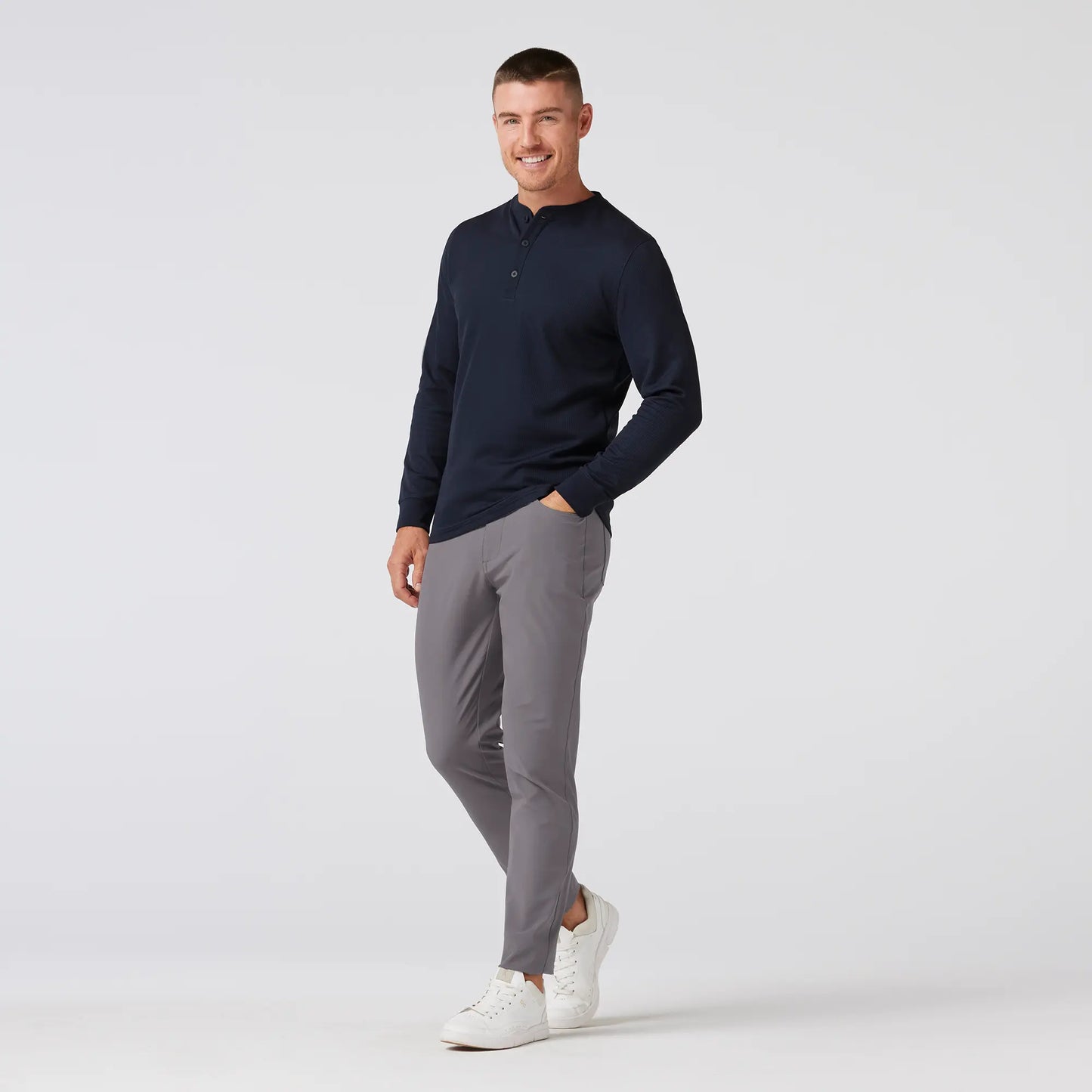 Henderson Henley Navy Solid