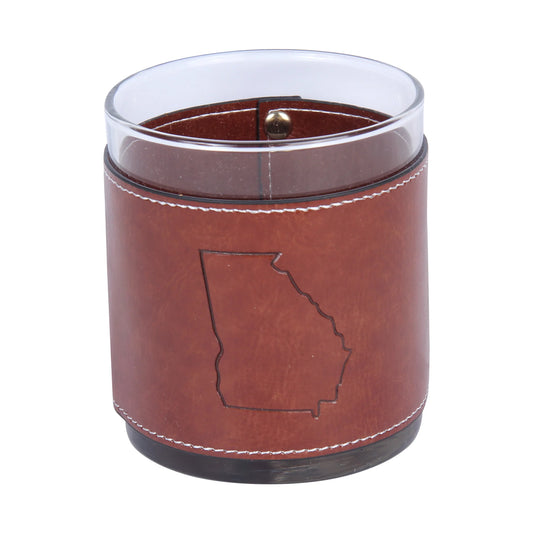 Georgia Faux Leather Rocks Glass