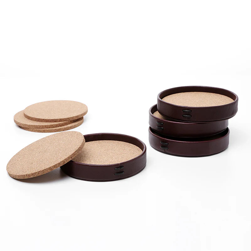 Whiskey Leather Coasters - Set of 4