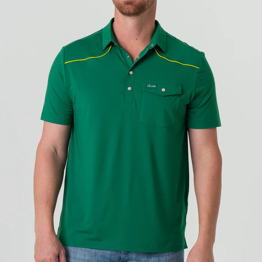 Performance Pearl Snap Polo - Green and Yellow