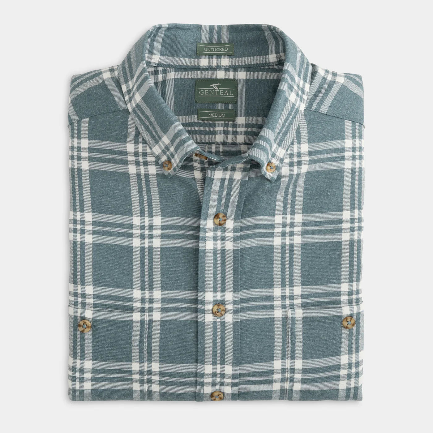 Prescott Untucked Performance Gen Teal Flannel - Edgewater
