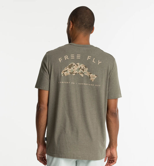 Redfish Camo Pocket Tee, Heather Fatigue