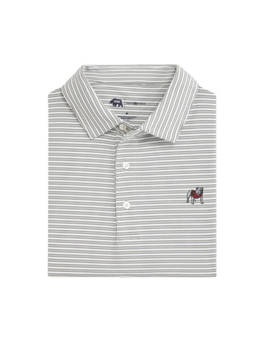Mulligan Stripe Standing Bulldog Performance Polo