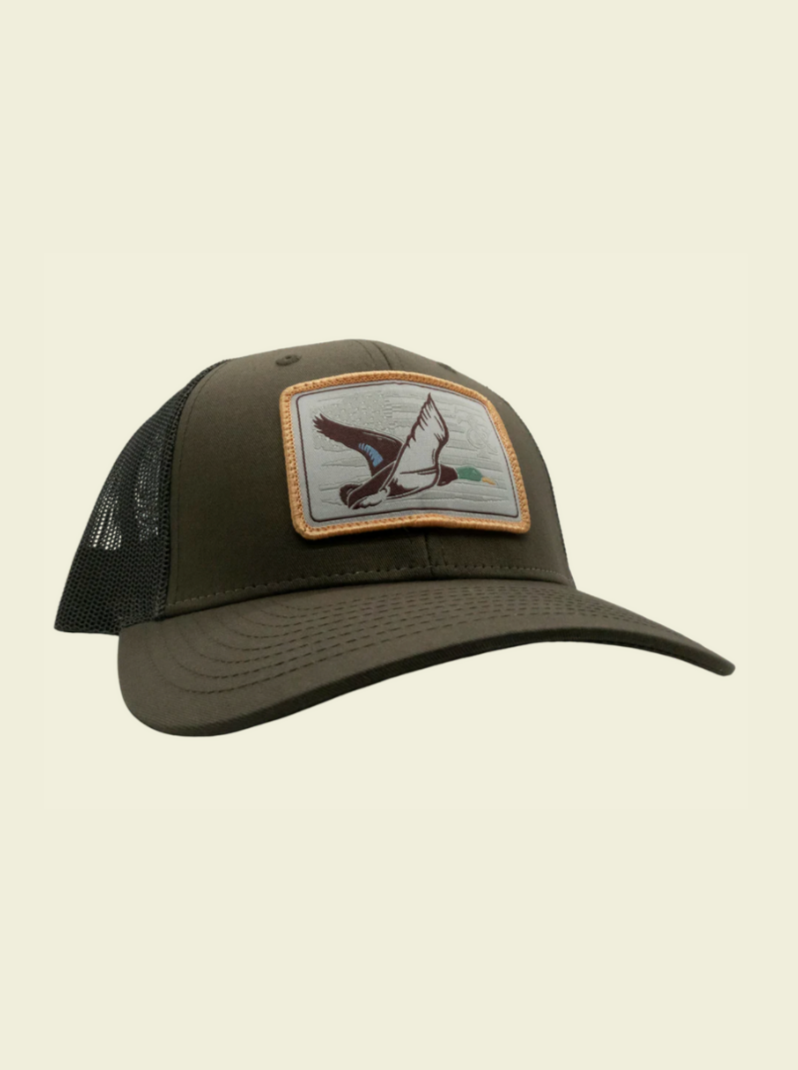 Duck Flag Patch Trucker Hat - Chocolate Chip & Grey Brown