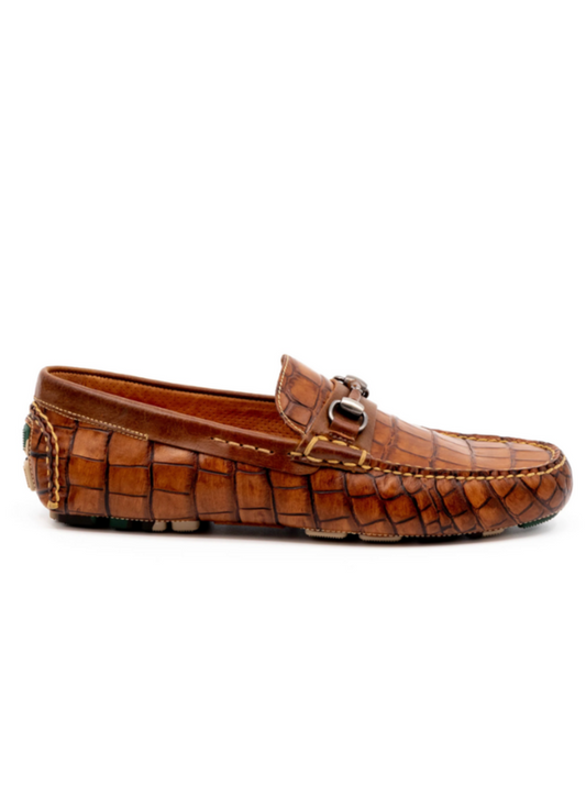 Monte Carlo Alligator Grain Horse Bit Loafers - Chestnut