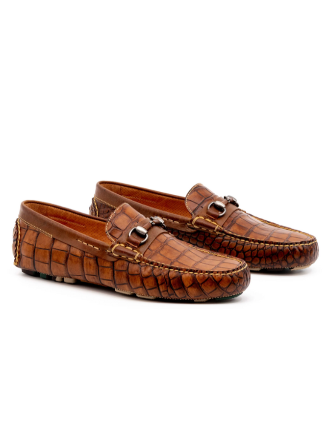 Monte Carlo Alligator Grain Horse Bit Loafers - Chestnut