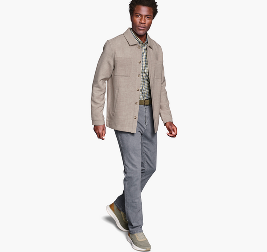 Heathered Shirt Jacket - Tan