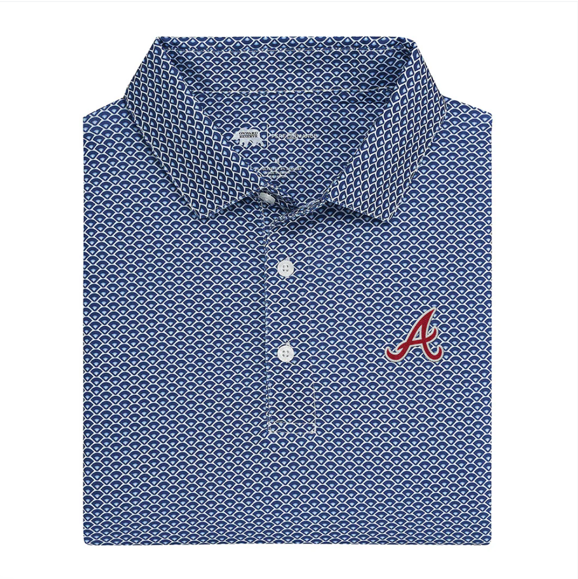 Braves Script A Outline Home Team Printed Performance Polo