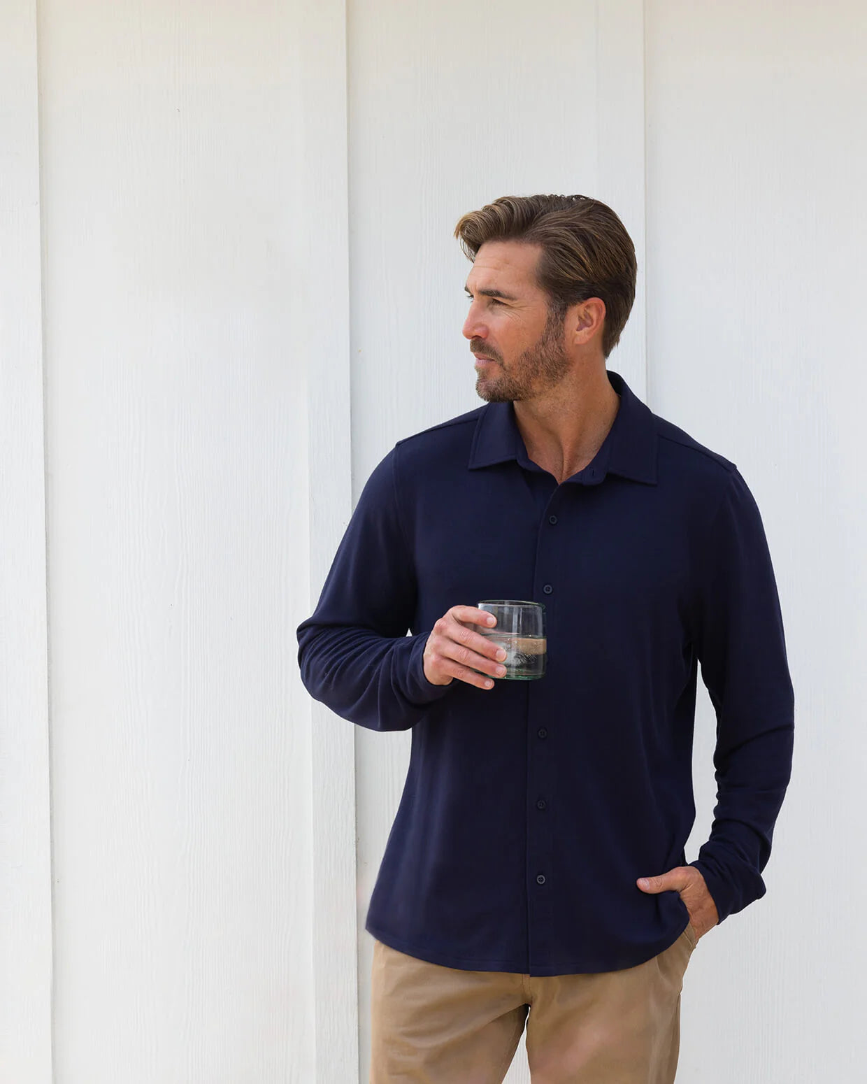 Sea Silk Port | Long Sleeve Button Up (Sea Silk)