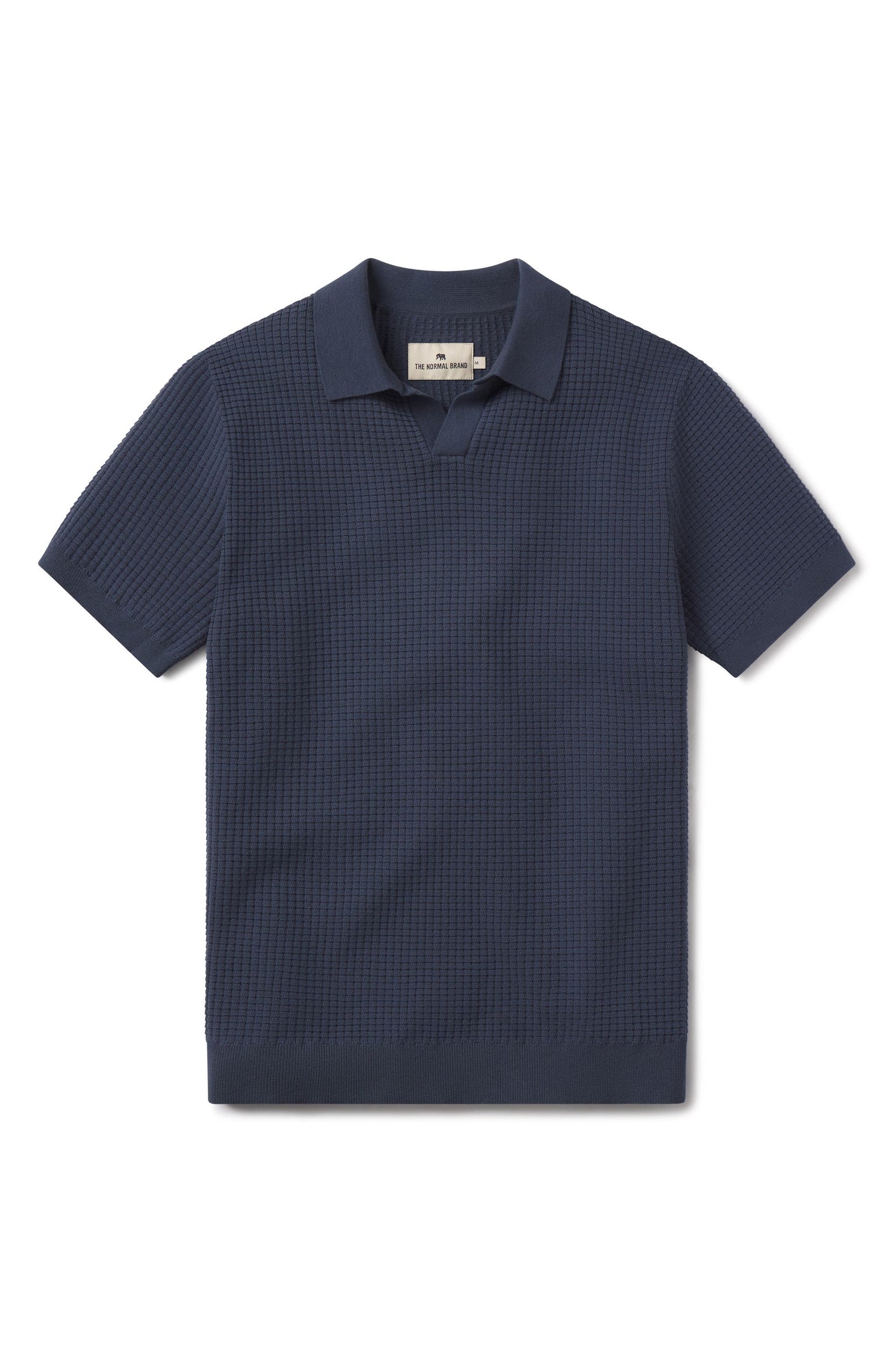 Waffle Stitch Polo Vintage Blue Normal Brand