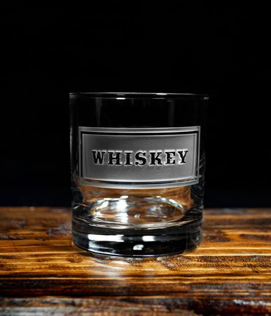 Whiskey Emblem Round Rocks Glass