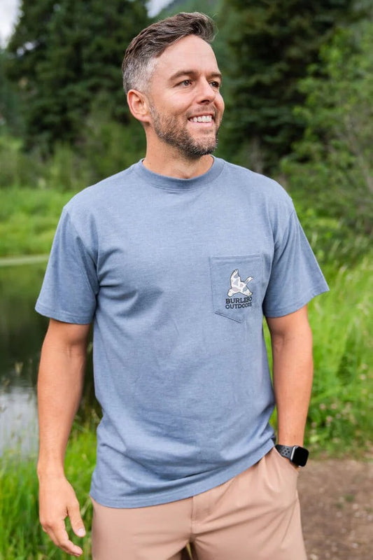 Camo Hunting Dog - SS - Heather Blue Jean