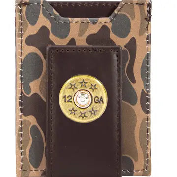 Magnetic Front Pocket Camo Leather Wallet
