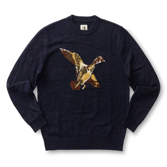 Flying Wood Duck Merino Crewneck Sweater