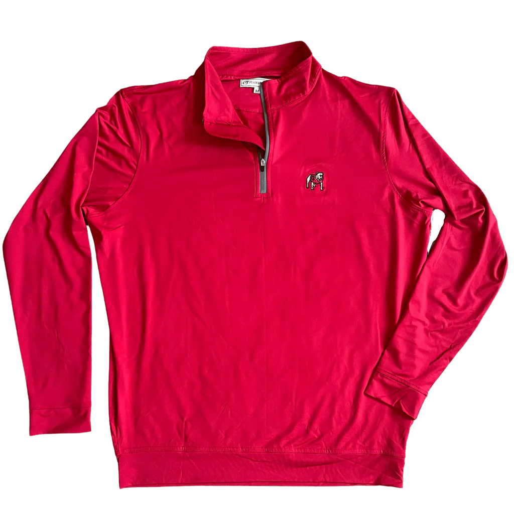 UGA 1/4 Zip Standing Dawg Performance Pullover - Red