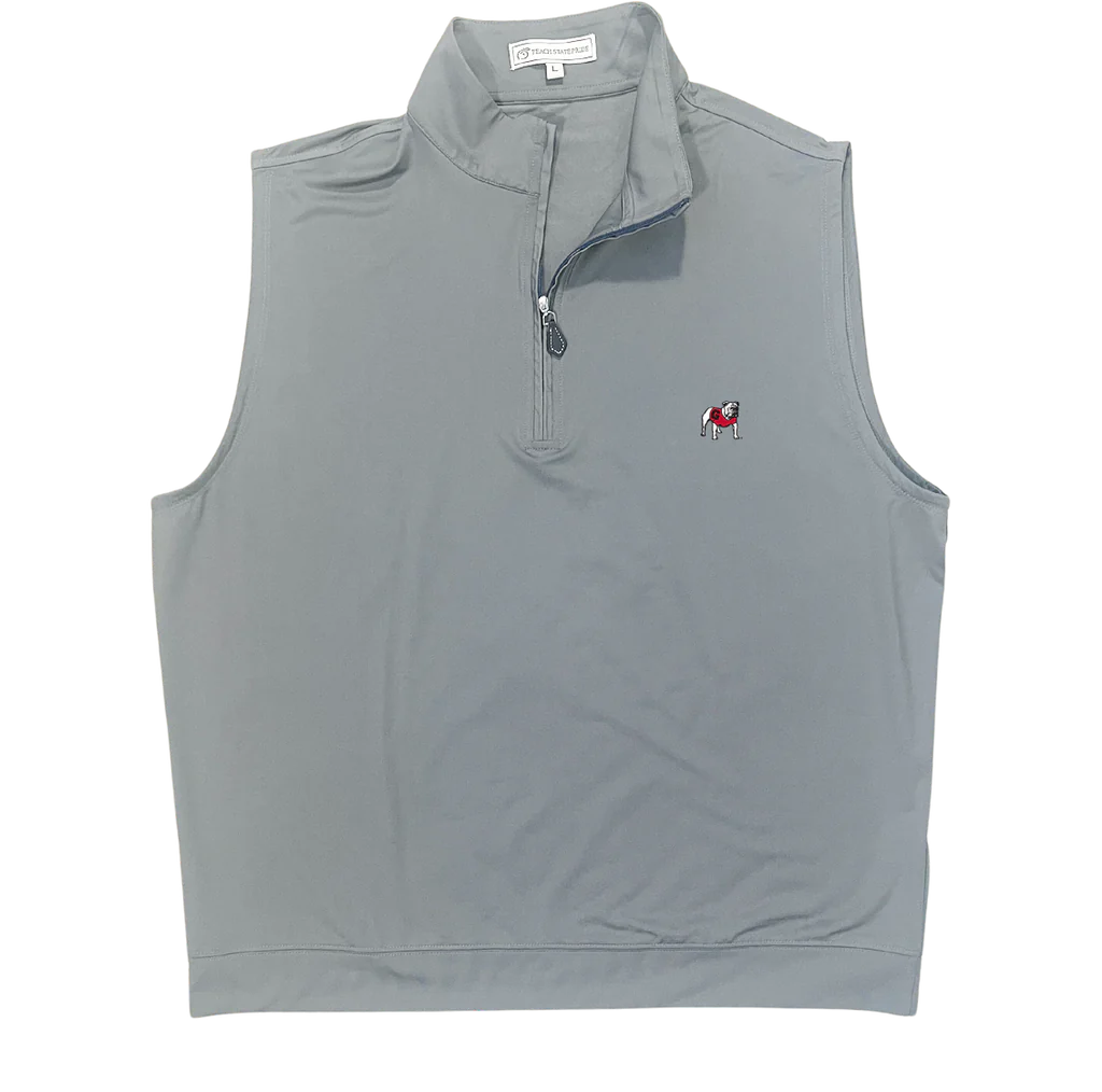 UGA 1/4 Zip Standing Dawg Performance Vest - Ash Grey