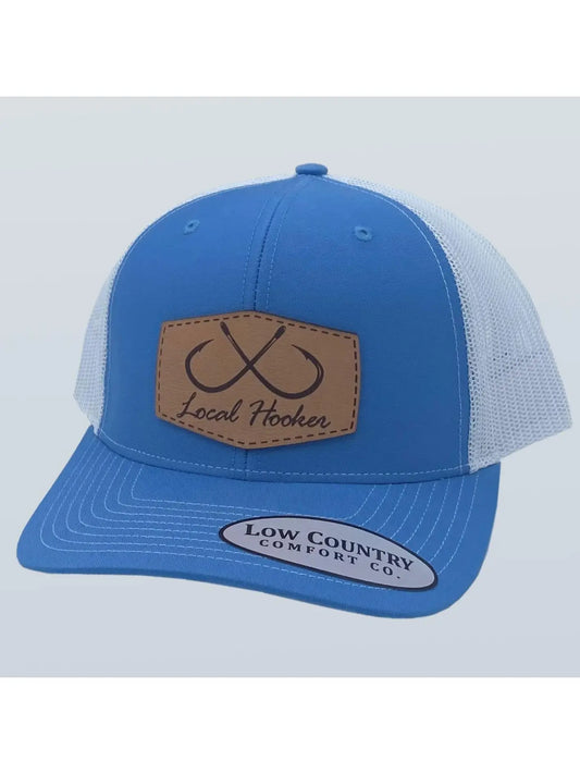 Local Hooker Patch Leather Columbia Blue/White Hat