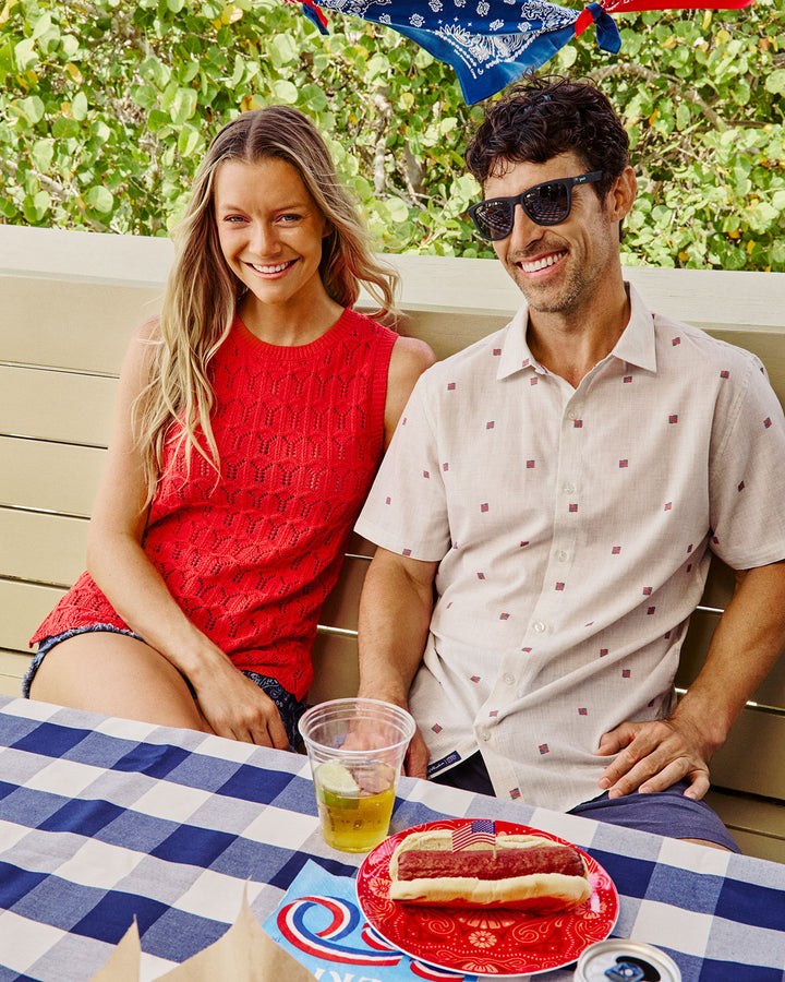 FLAG & ANTHEM- LINEN FLAX AMERICA SS BUTTON DOWN