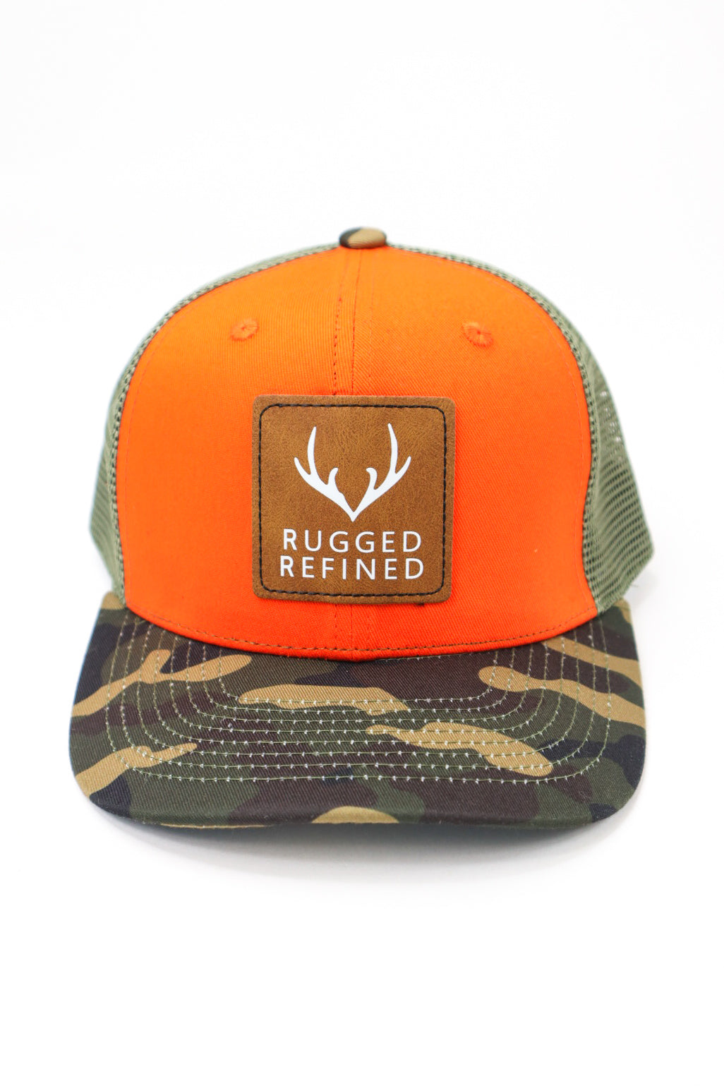 Rugged Refined Antler Orange Camo Hat
