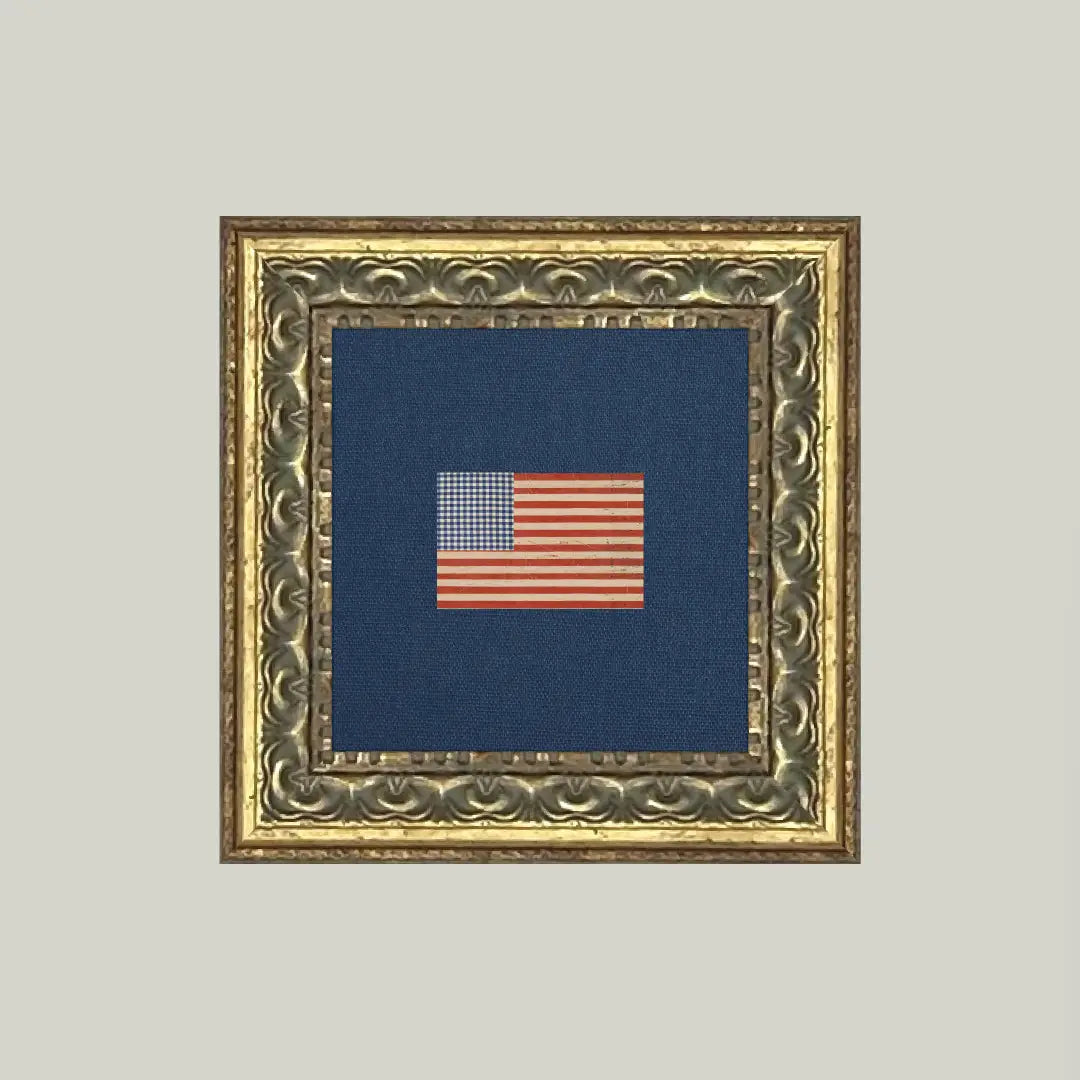 Gingham Flag Framed Antique Art