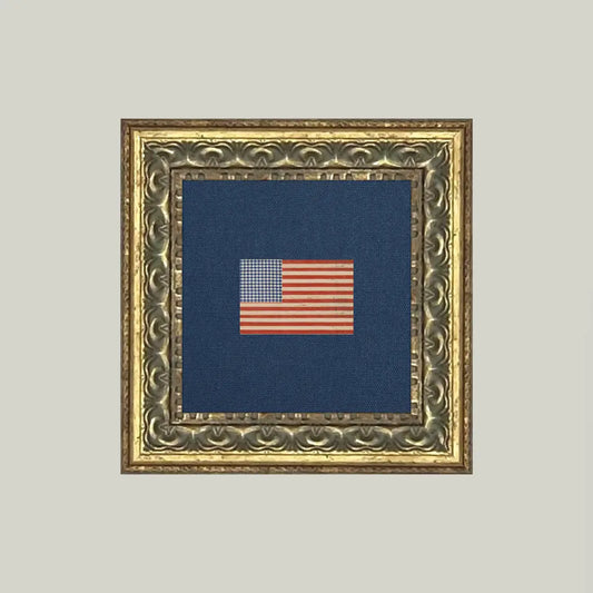 Gingham Flag Framed Antique Art