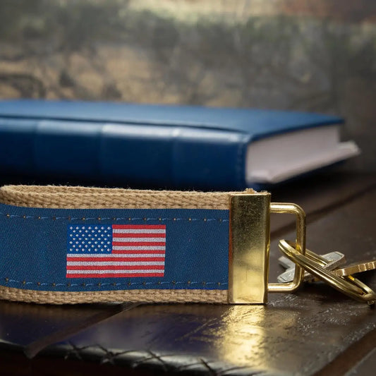 American Flag Woven Ribbon Key Chain