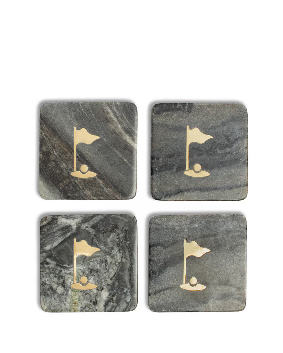 Rugged Marble Coaster Set