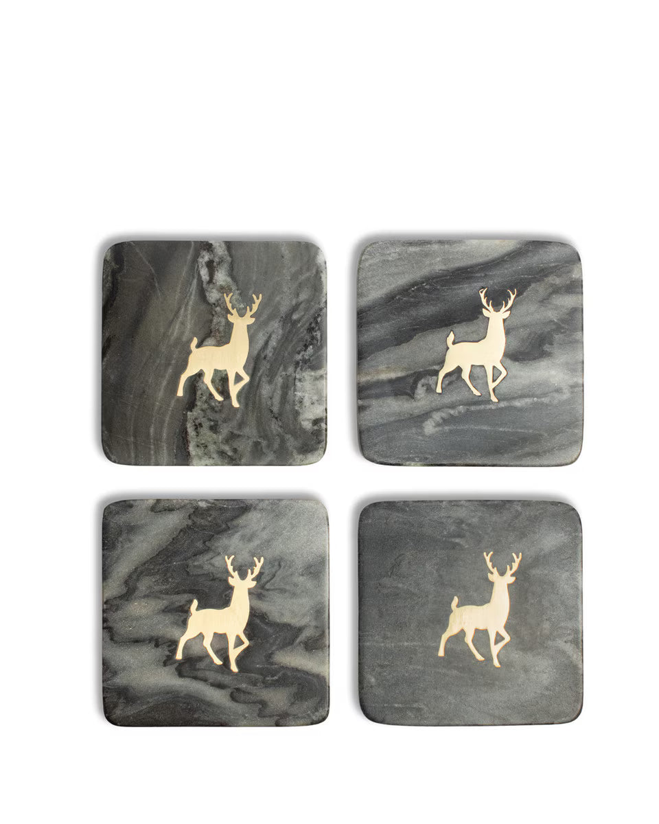 Rugged Marble Coaster Set