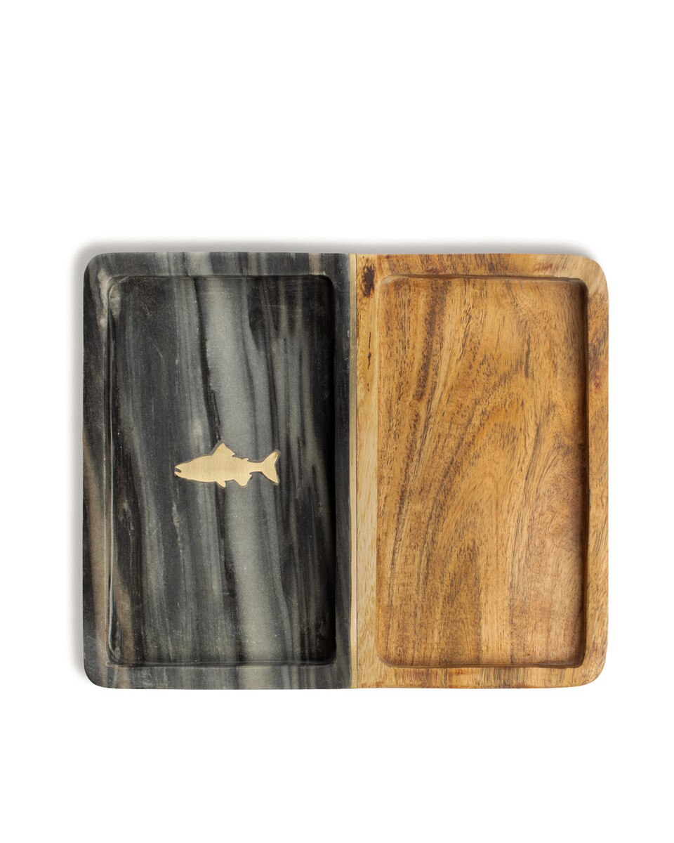 Marble and Wood Valet Tray