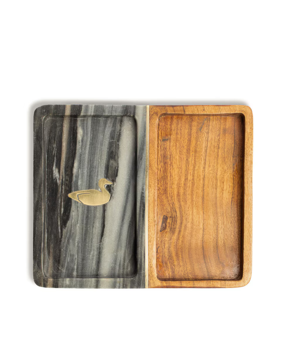 Marble and Wood Valet Tray