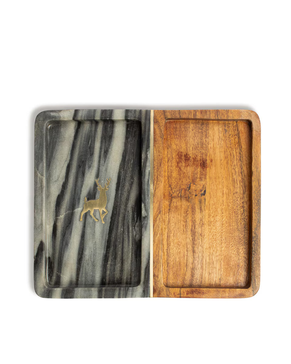 Marble and Wood Valet Tray