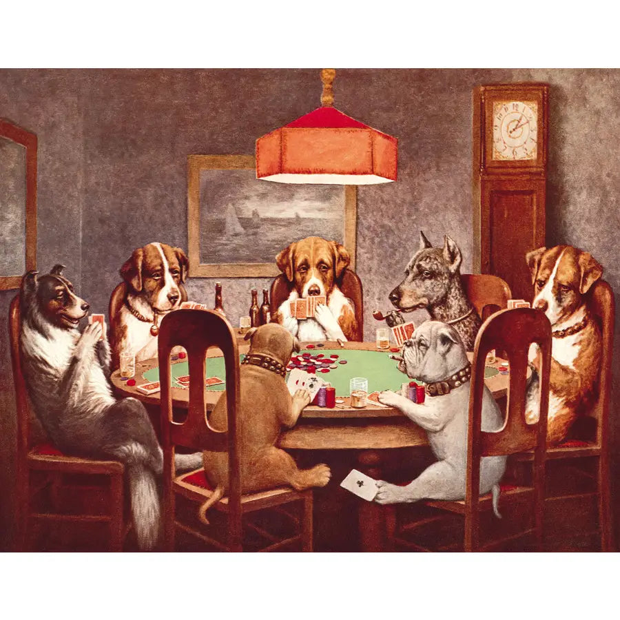 7 Dogs Playing Poker Tin Sign