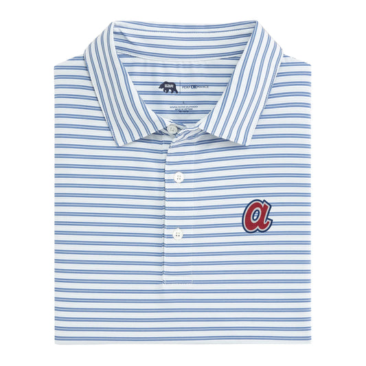 Cooperstown Braves Wedge Stripe Performance Polo - Federal Blue A Logo