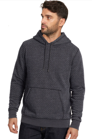 With classic diamond quilting to keep out the cold, this hooded pullover sweatshirt has a distinctive look as well as famously soft comfort.