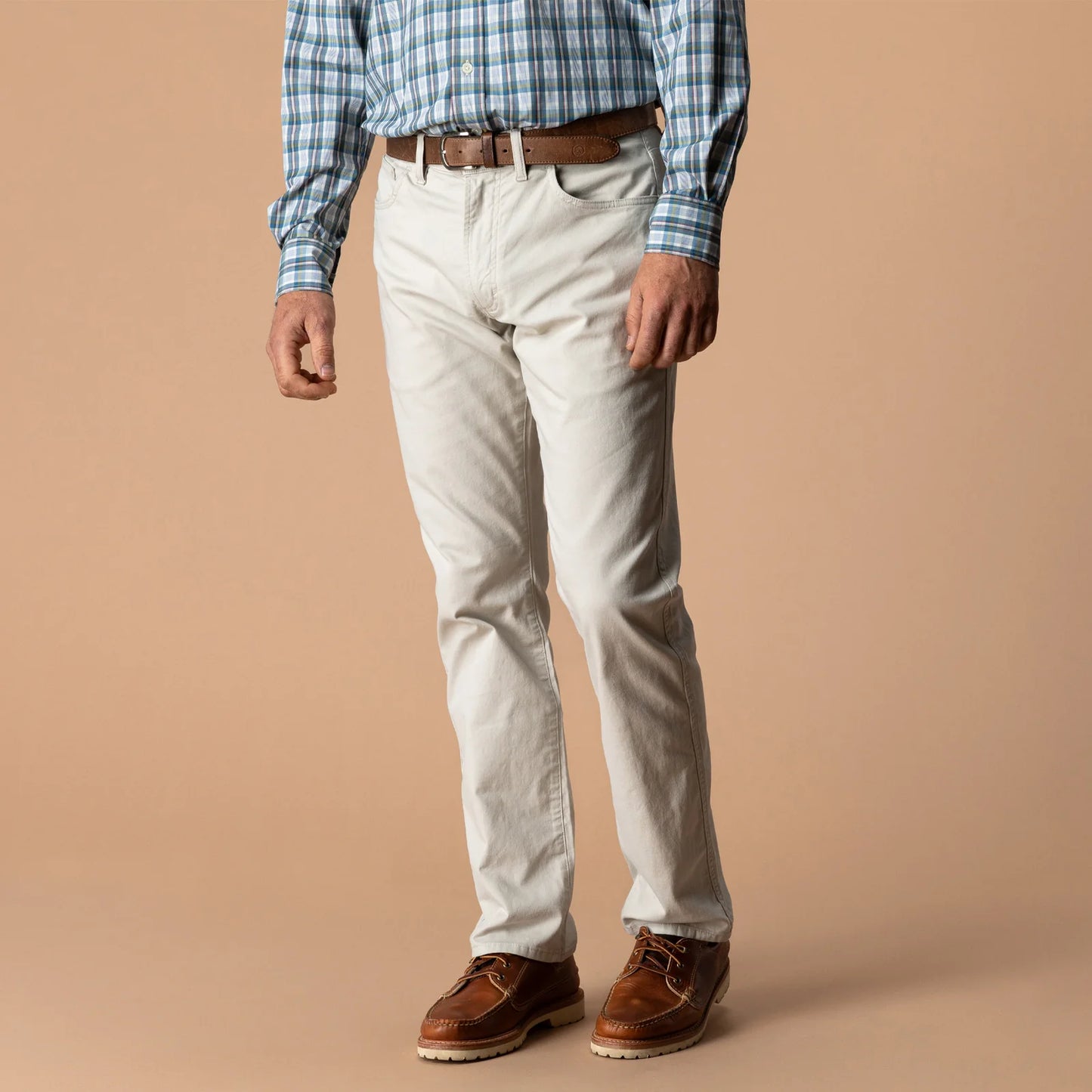 Classic Fit Pinpoint Canvas Five-Pocket Pant - Stone