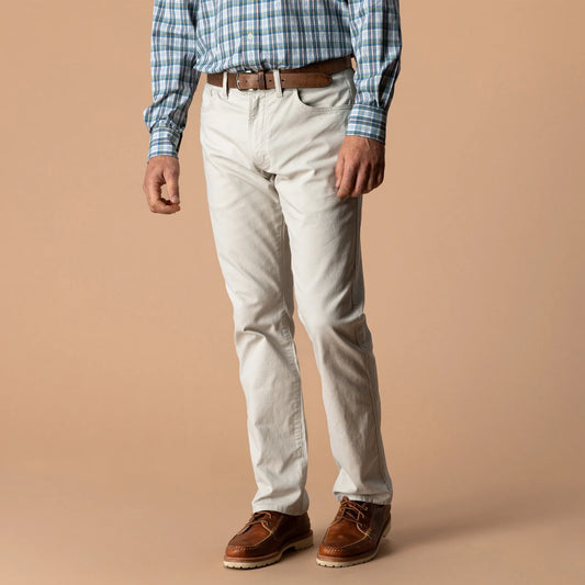 Classic Fit Pinpoint Canvas Five-Pocket Pant - Stone