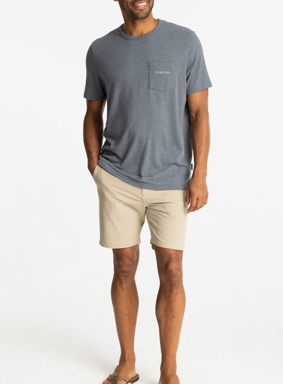 Comfort on Pocket Tee - Heather Storm Cloud