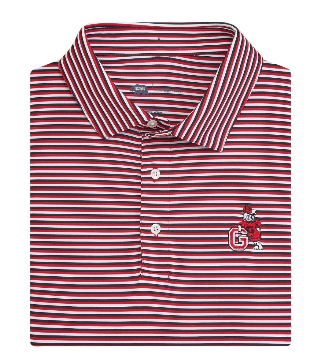 UGA G Dog Tri Stripe Performance Polo