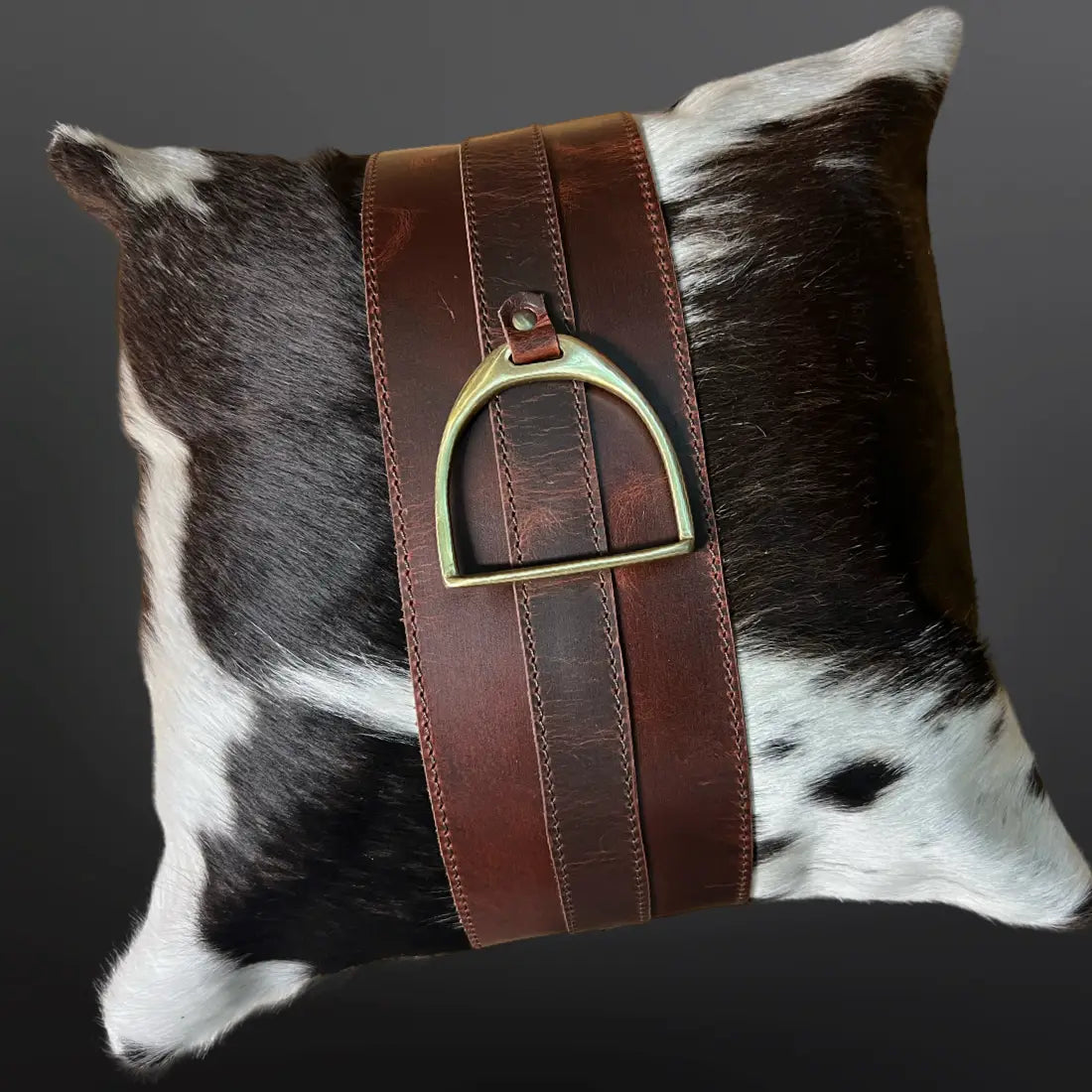 Stirrup & Cowhide Leather Pillow Cover