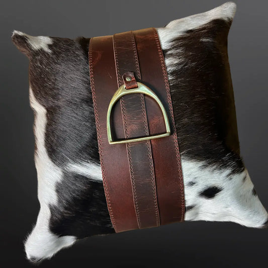 Stirrup & Cowhide Leather Pillow Cover