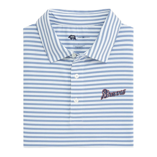 Cooperstown Braves  Script Wedge Stripe Performance Polo
