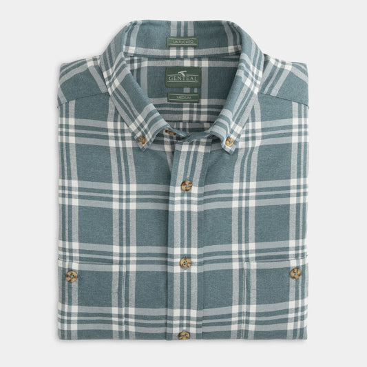 Prescott Untucked Performance Gen Teal Flannel - Edgewater