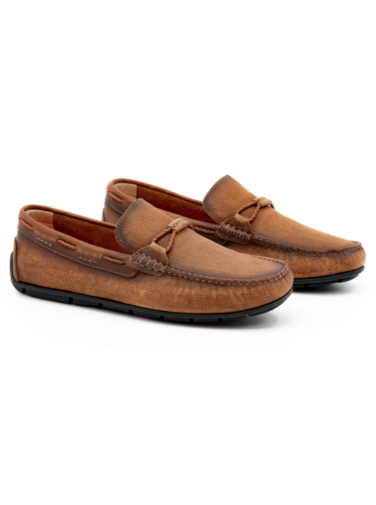 Bermuda Pebble Grain Braided Bit Loafers - Old Saddle